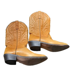 Leather Western Cowboys boots unisex tan